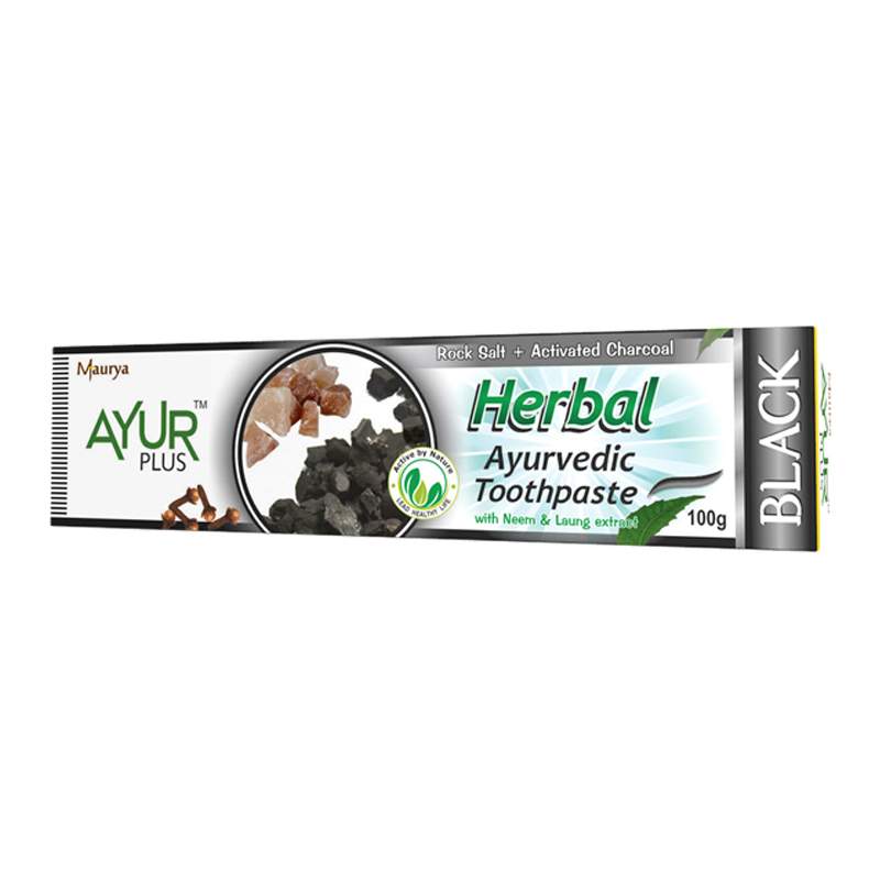 Аюрведическая зубная паста с каменной солью и активированным углем Аюр Плюс (Ayur Plus Herbal Black)