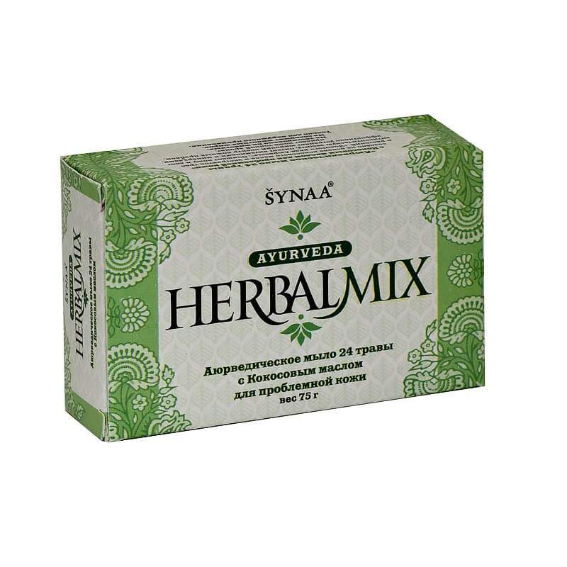 Аюрведическое мыло 24 травы с кокосовым маслом Синая (Synaa Herbalmix Ayurveda Soap)