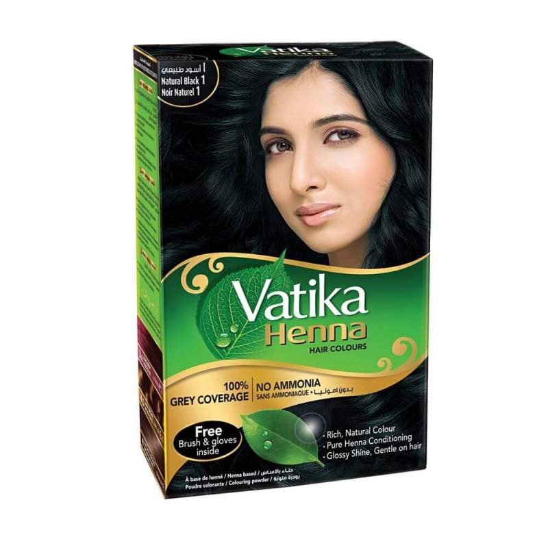 Краска для волос с хной "Естественный черный" Дабур Ватика (Dabur Vatika Henna Natural Black)