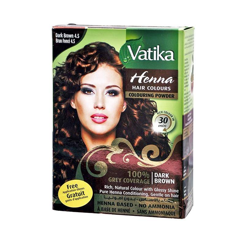 Краска для волос с хной Тёмно-коричневая Дабур Ватика (Dabur Vatika Henna Natural Dark Brown)