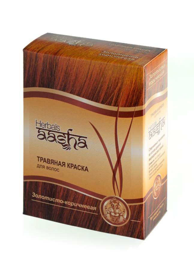 Травяная краска для волос &quot;Золотисто-коричневая&quot; Ааша (Aasha Herbals)