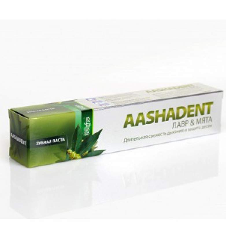Зубная паста ААШАДЕНТ Лавр&Мята "Длительная свежесть дыхания и защита десен" Ааша (AASHADENT Aasha Herbals)