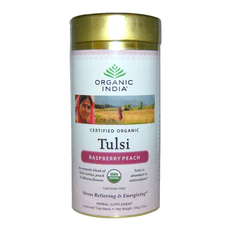 Базиликовый чай Малина и Персик Органик Индия (Organic India Tulsi Rasberry Peach)