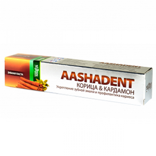 Зубная паста аашадент корица кардамон укрепление зубной эмали и профилактика кариеса ааша (aashadent aasha herbals), 100 г